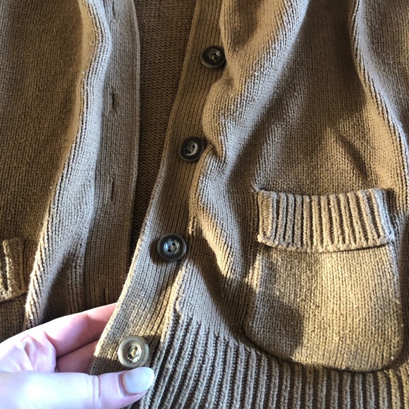 Zara Knit Caramel Colour Cardigan with Elbow Patches Size Large - Picture 2 of 7